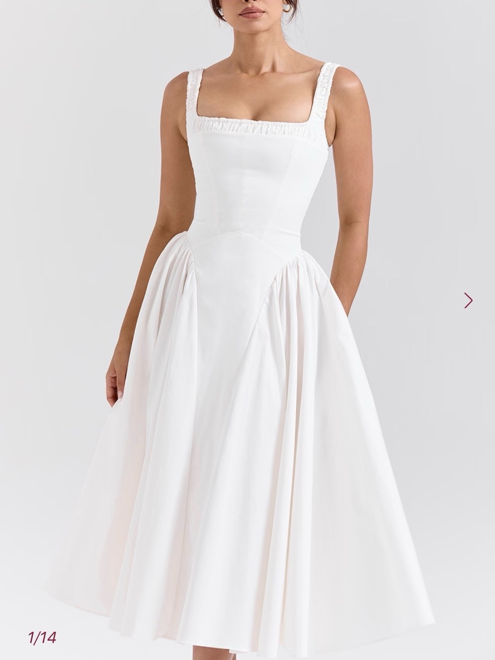 House of CB Ivory Square-Neck Midi Dress